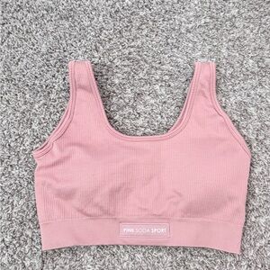 Women's Pink Ribbed Sports Bra